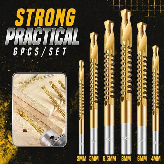 🥳2026 HOT SALE🥳💞50K+ SOLD!🔩⚡Titanium‑Coated Twist Drill Set – 6 sizes, drills & saws in one. High‑speed steel, no rust. Wood, metal, plastic – all in one kit! 🧰✨