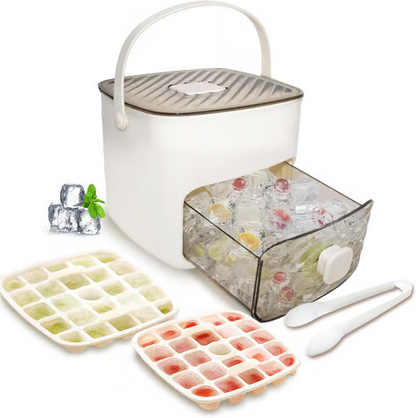 🎁Last Day Promotion 47% OFF🔥Essential for summer🥤🧊 Ice Cube Maker with Storage – 48 cubes at once, leak‑proof lid. Stackable, saves space. Includes ice scoop & tong.