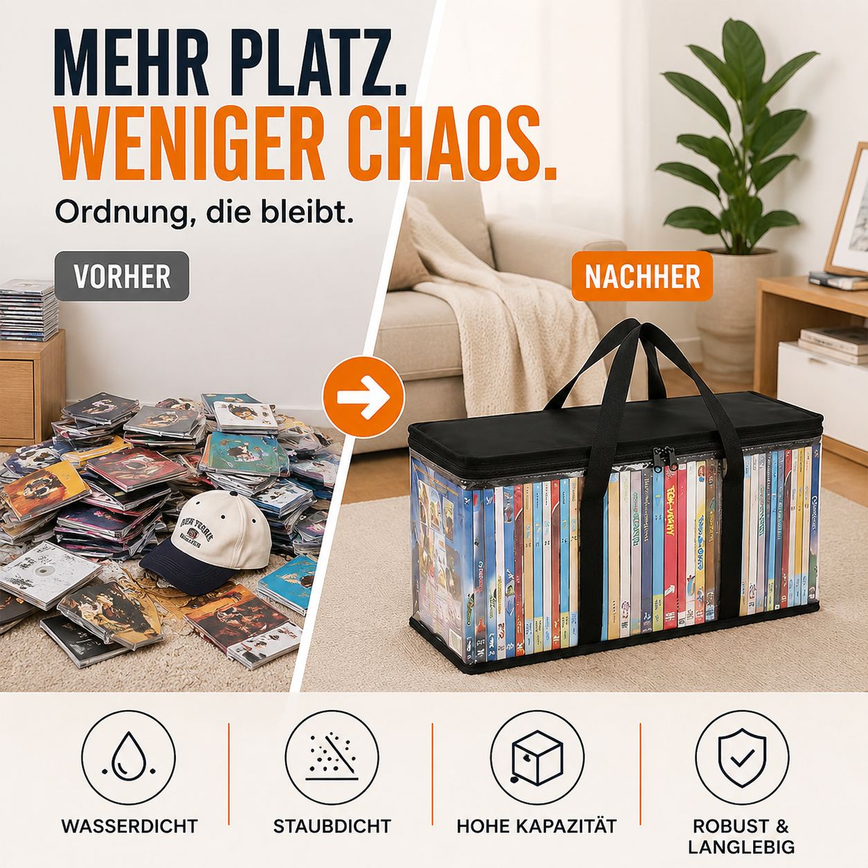 🔥Zeitlich begrenztes Angebot: 50 % Rabatt! 📦Große, robuste, dicke, transparente Aufbewahrungstasche aus Kunststoff für Kleidung, Umzug & Lagerung