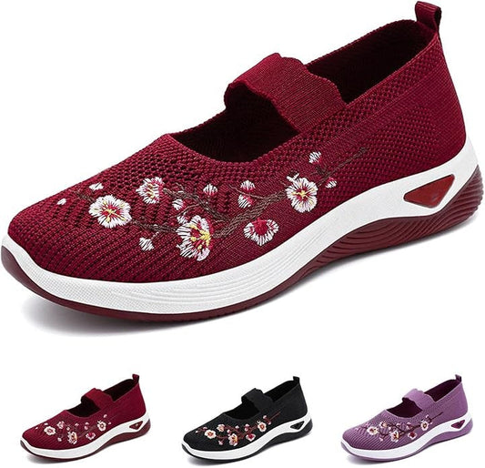 🥿 50% RABATT! 🔥 Freizeitliche Loafers mit Blumenstickerei aus Strickstoff – Bequem, elastisch & perfekt für Alltag, Büro oder Spaziergänge im Sommer 🌸