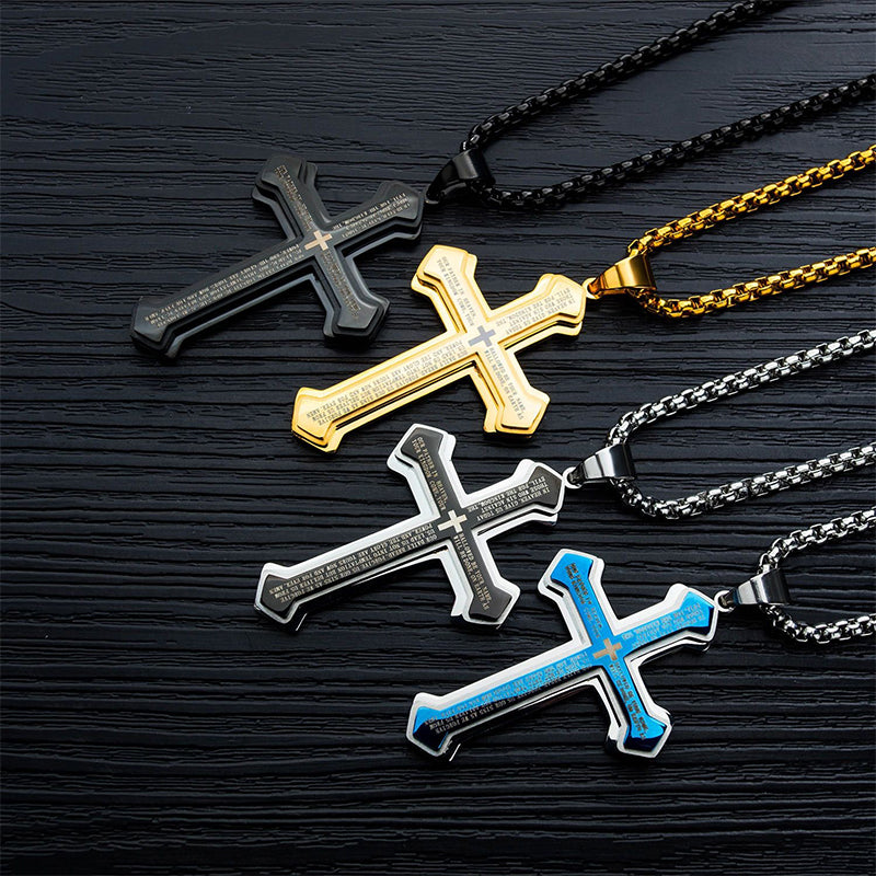 ✝️⏰ Herren-Vaterunser-Kreuz-Halskette – 50% RABATT! Edelstahl, robust & perfekt als Glaubenssymbol oder Geschenk ✨