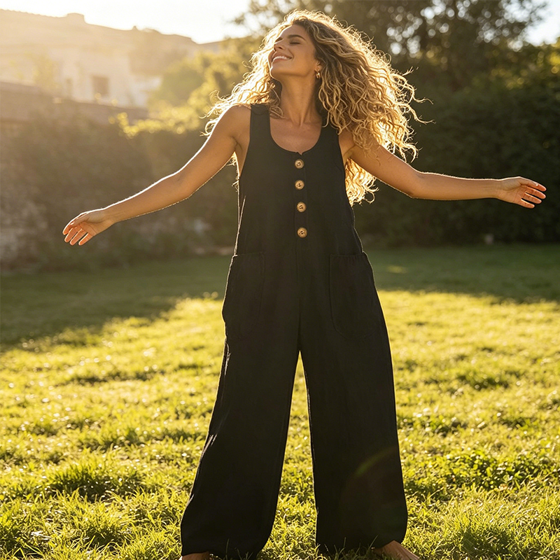 ✨ Tragekomfort pur 👖 Modischer Damen Jumpsuit weiter Schnitt 🔥 Jetzt zum halben Preis