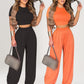 Women's Two-Piece Fitted Short Sleeve T-Shirt & Loose Pants Set 🌿 Fitted Top & Relaxed Trousers – Comfy Enough for Home, Stylish Enough for Out ✨