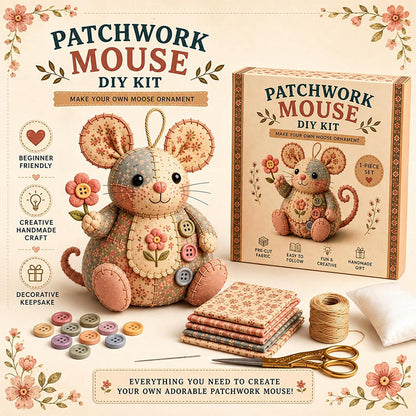 ❄️Sommerfrische 50 % Rabatt!🐭DIY-Patchwork-Maus-Nähset – Komplettes anfängerfreundliches Bastelset mit Stoffen, Füllmaterial & Anleitung