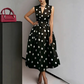 👗 LIMITED-TIME 50% OFF! 💥 Women's Polka Dot Sleeveless V-Neck Dress – Classic Print, Adjustable Tie, Versatile